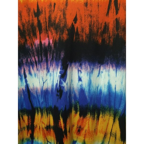 Bright color tie dye tunic dress, round neck Plus size 1X - Picture 4 of 7